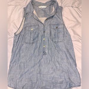 Cute denim sleeveless button down